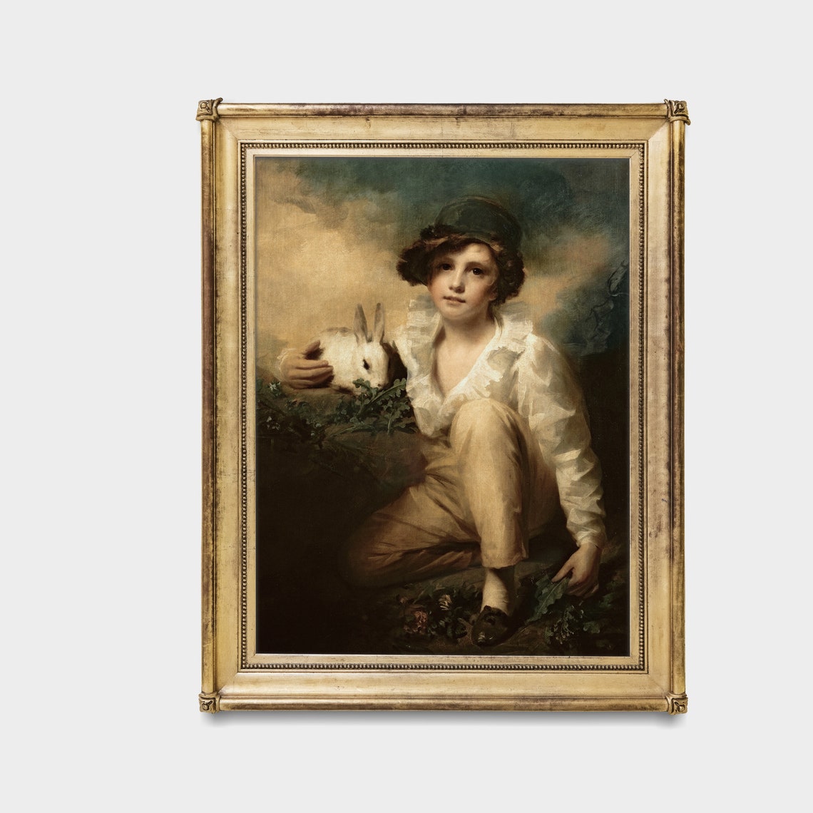 Young Boy Holding White Rabbit Classic Child Portrait Painting Poster - Image 5