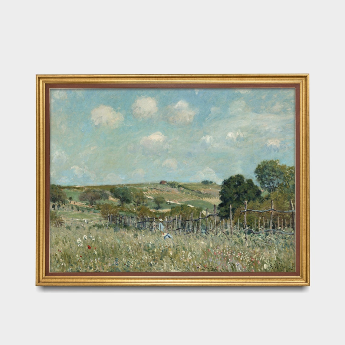 Spring Meadow Wildflowers Hillside Vineyard Vintage Landscape Poster - Image 2
