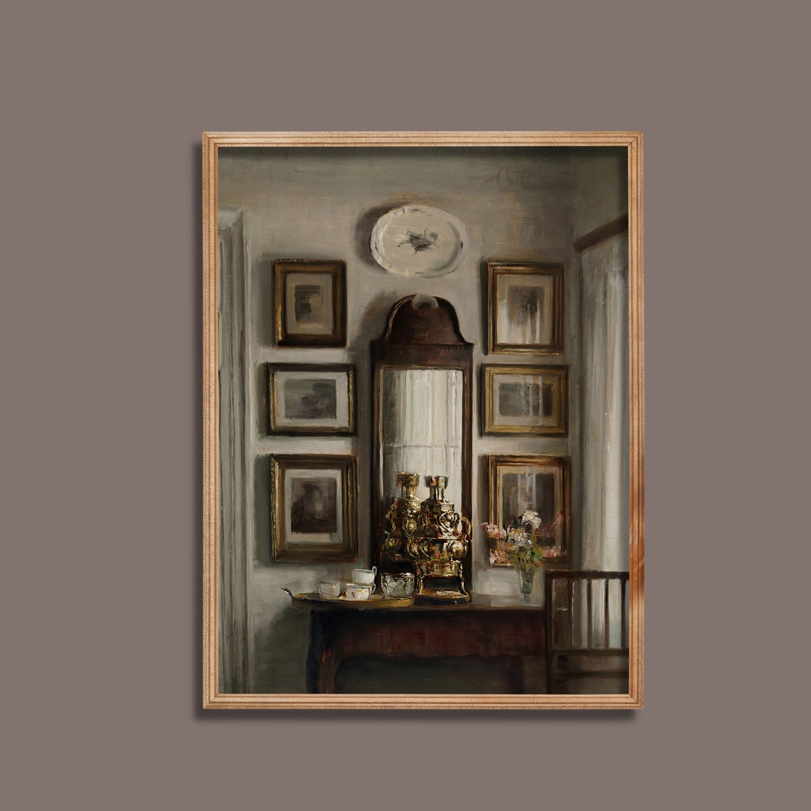 Danish Interior with Samovar and Tea Service Vintage Art Poster - Image 3