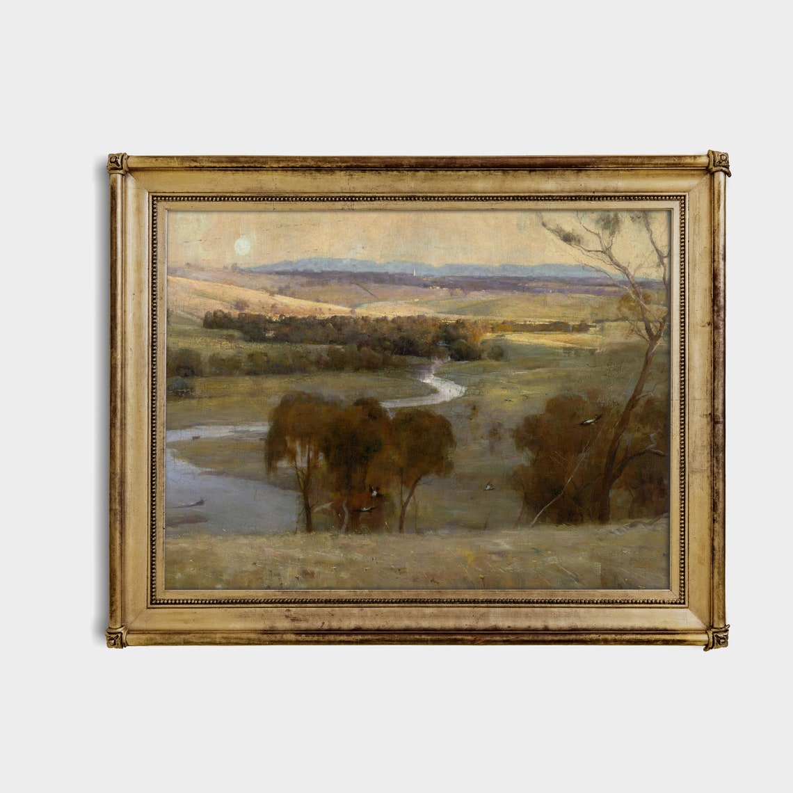 Winding River Through a Golden Valley Sunset Landscape Poster - Image 3