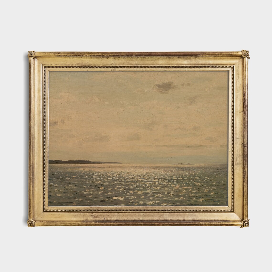 Sunlight Glittering on Calm Sea Vintage Seascape Oil Painting Poster - Image 2