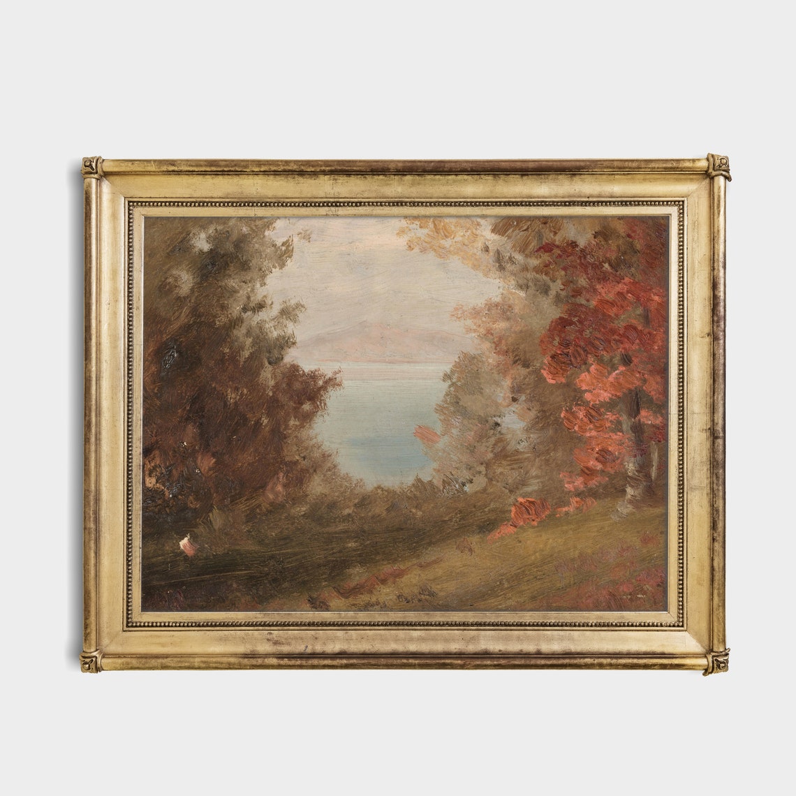 Autumn Lakeshore Path Between Russet Trees Fall Landscape Poster - Image 3