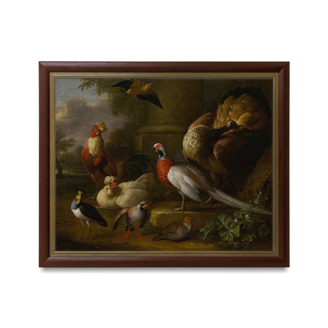 Rooster Pheasant and Turkey Game Bird Vintage Oil Painting Poster - Image 3