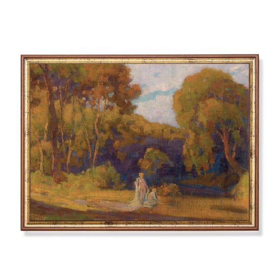 Printed And Shipped Vintage Autumn Painting Antique Fall Landscape Rustic Moody Print Country Scenery Fine Art Physical Prints