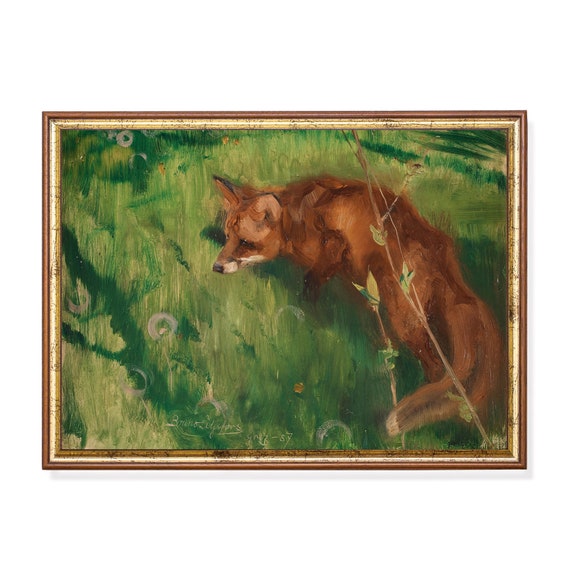 Mailed Print Vintage Fox Painting Antique Animal Print Farmhouse Decor Moody Rustic Art 18th Century Art Print And Ship