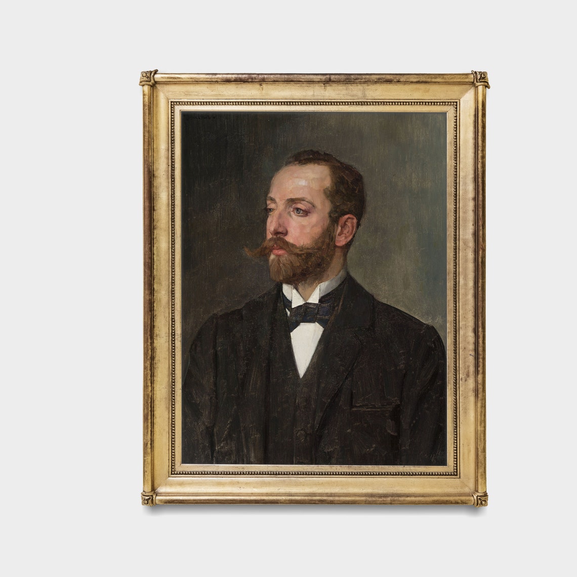 Bearded Victorian Gentleman with Curled Mustache Portrait Poster - Image 3