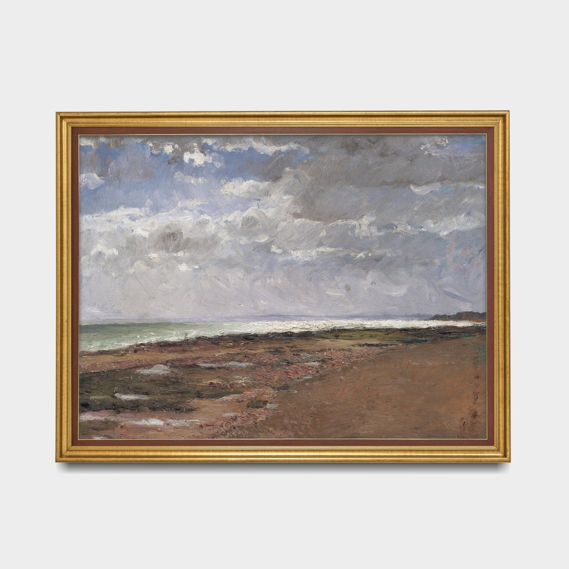 Dramatic Vintage Rocky Beach Seascape Painting Coastal Poster - Image 4