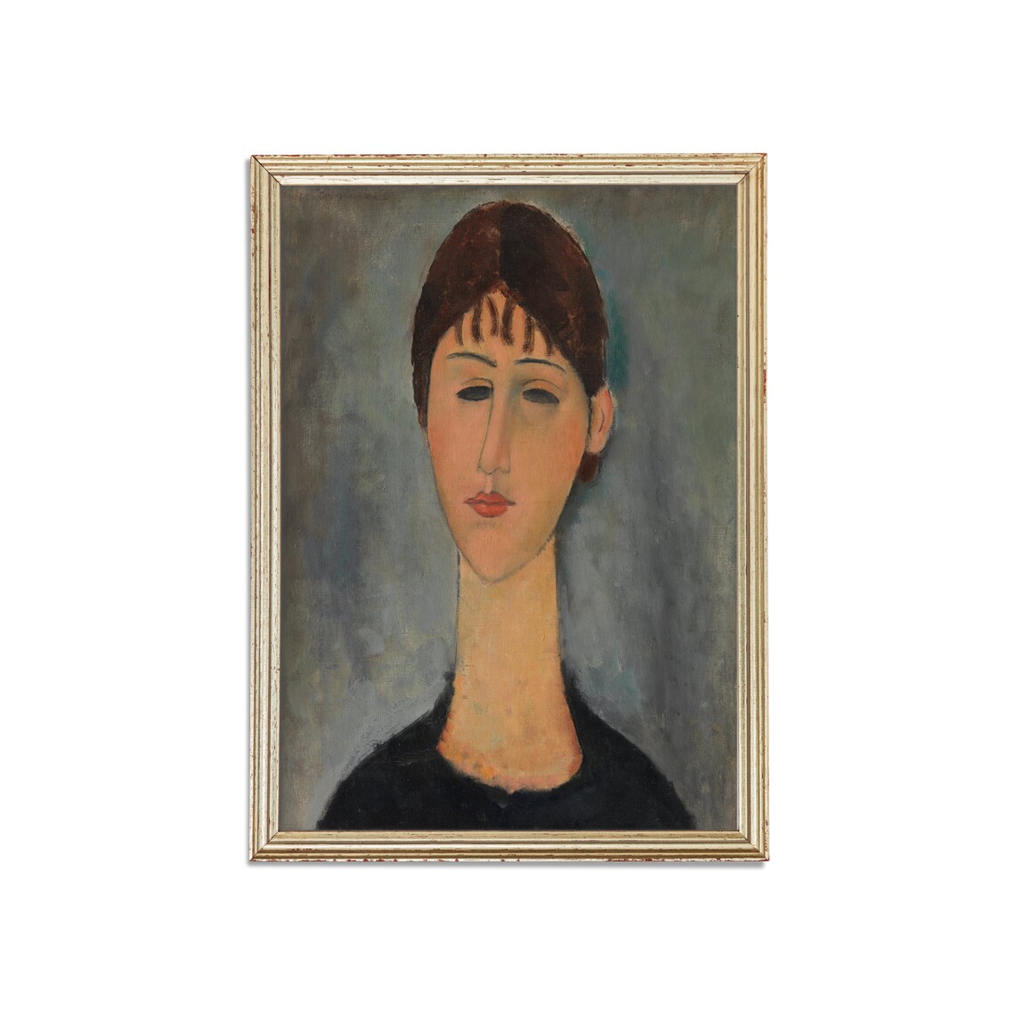Woman with Elongated Neck and Bangs Modigliani Style Portrait Poster - Image 4