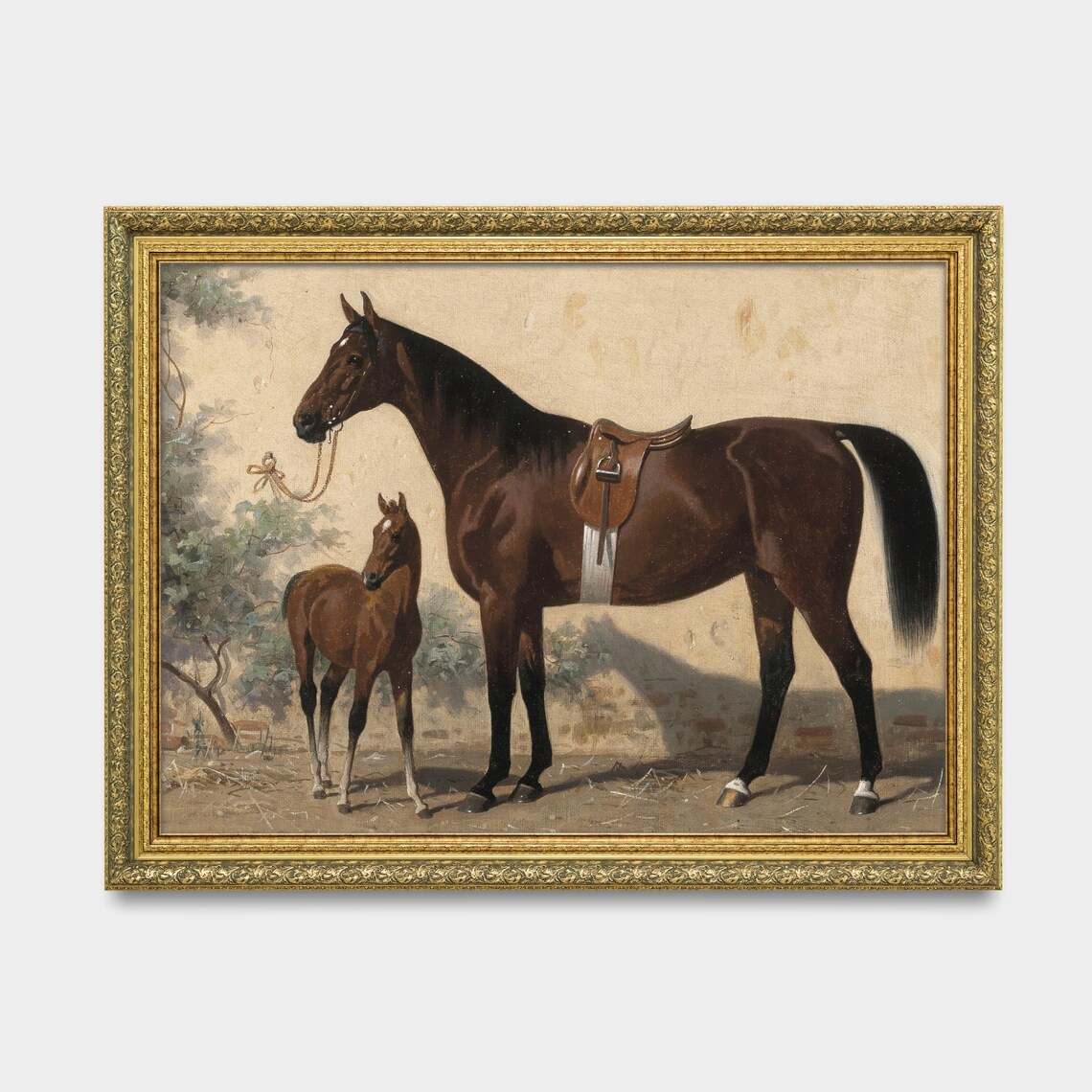 Vintage Horse Painting, Rustic Equestrian Art Print - Image 3