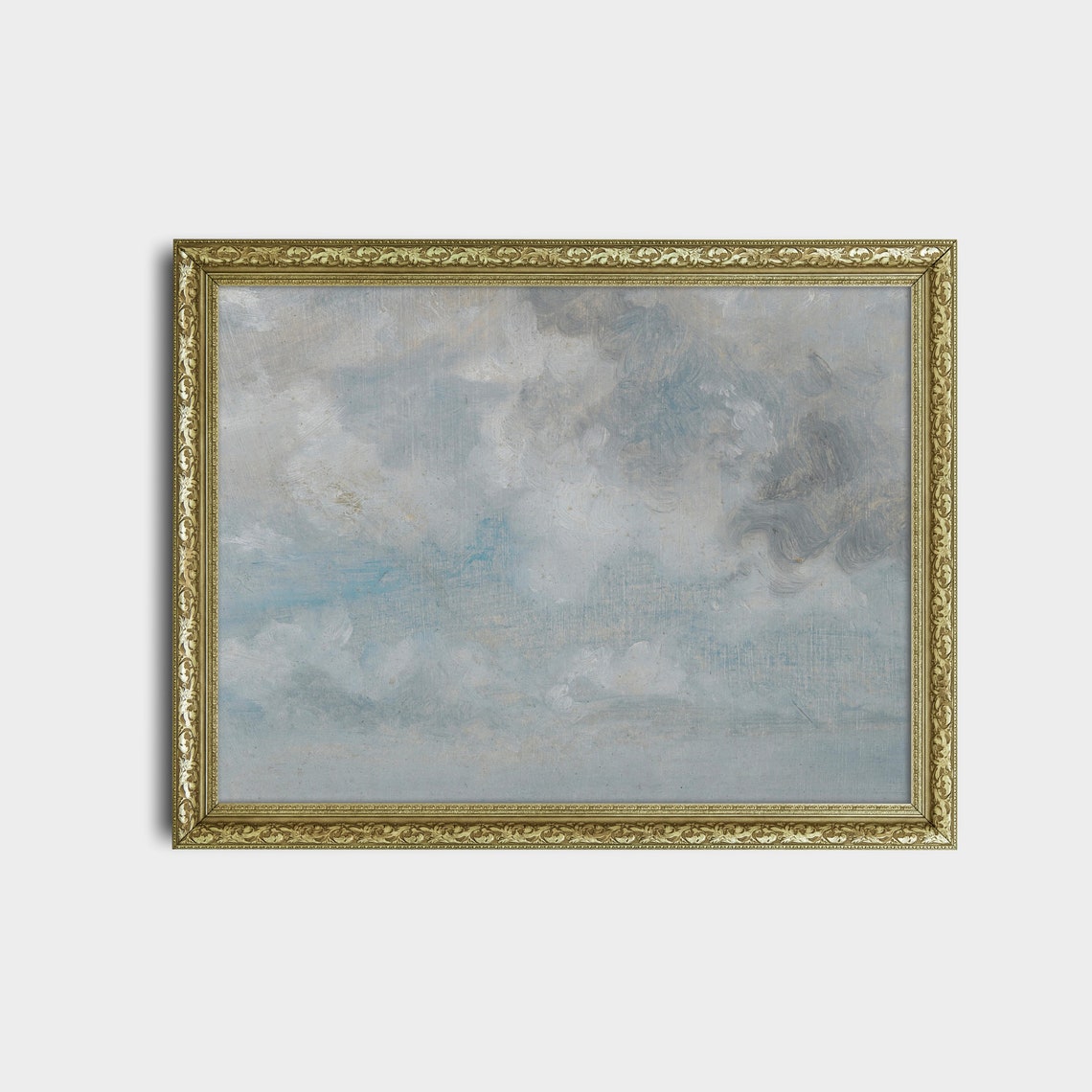 Soft Grey Cloud Study in Oils Vintage Atmospheric Sky Scene Poster - Image 2