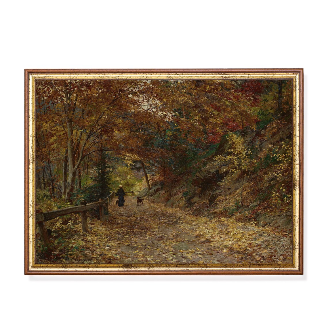 Vintage Fall Landscape, Rustic Autumn Wall Art Print