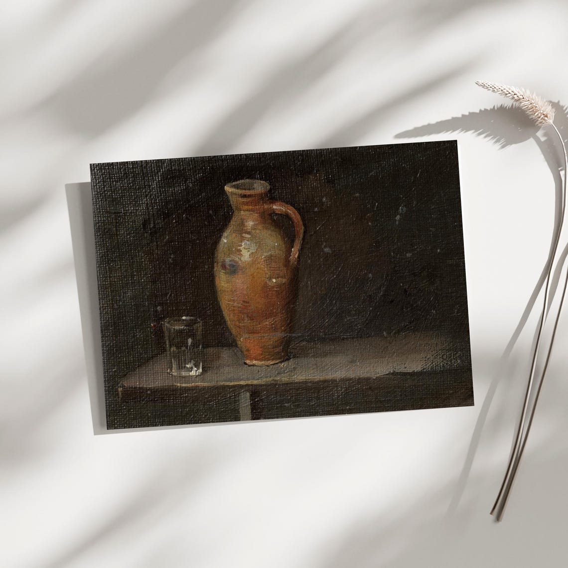 Old Master Jug And Glass Still Life Dark Kitchen Oil Painting Poster - Image 2