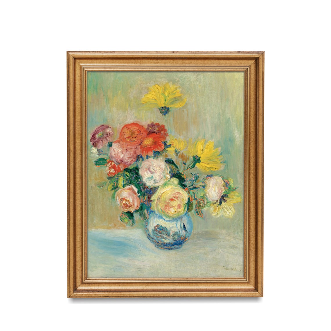 Printed And Shipped Still Life Painting Vintage Vase Of Roses And Dahlias Print Antique Flower Artwork Classic Floral Fine Art - Image 2