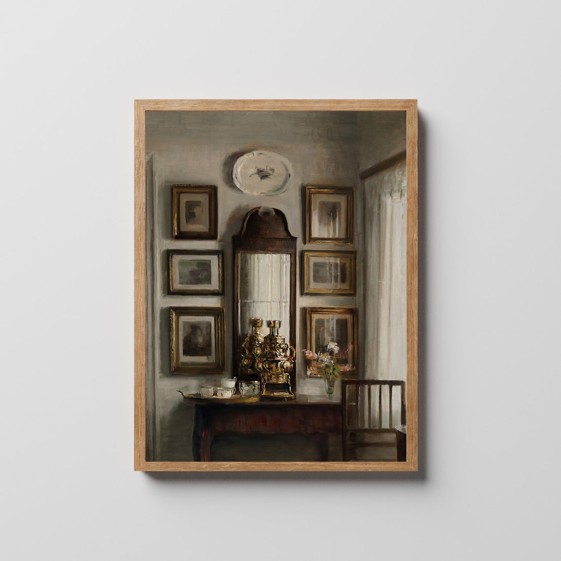 Danish Interior with Samovar and Tea Service Vintage Art Poster - Image 2