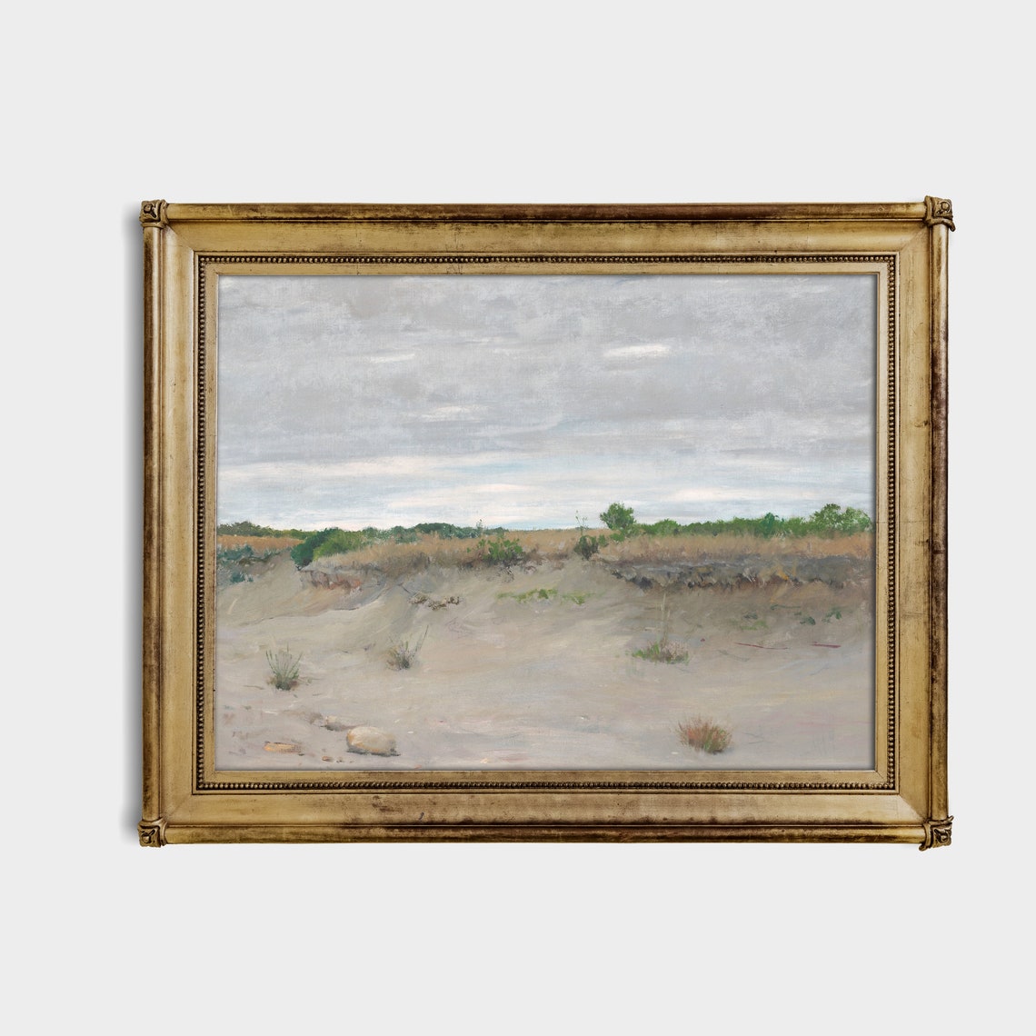Empty Sand Dunes Under a Grey Sky Muted Vintage Landscape Poster - Image 4