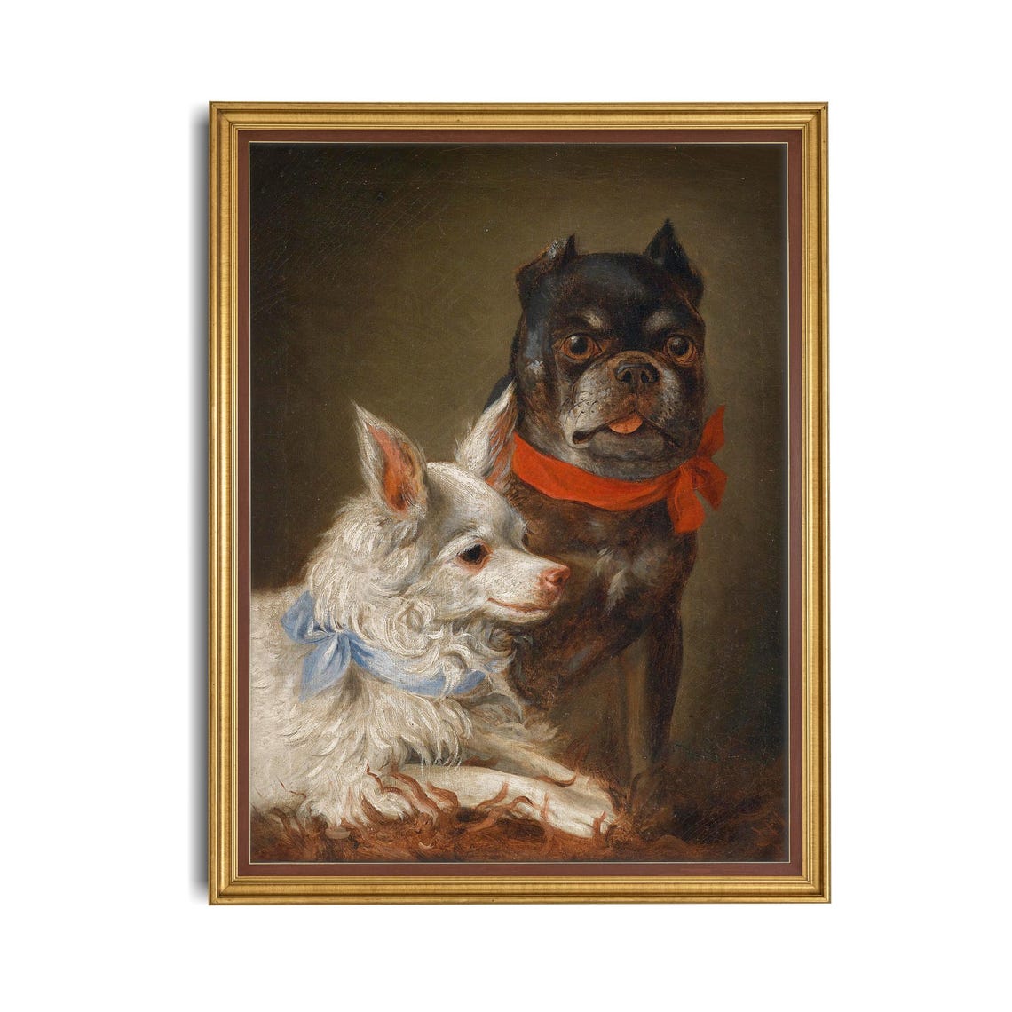 Two Small Dogs with Ribbons Sweet Vintage Pet Portrait Art Poster - Image 4