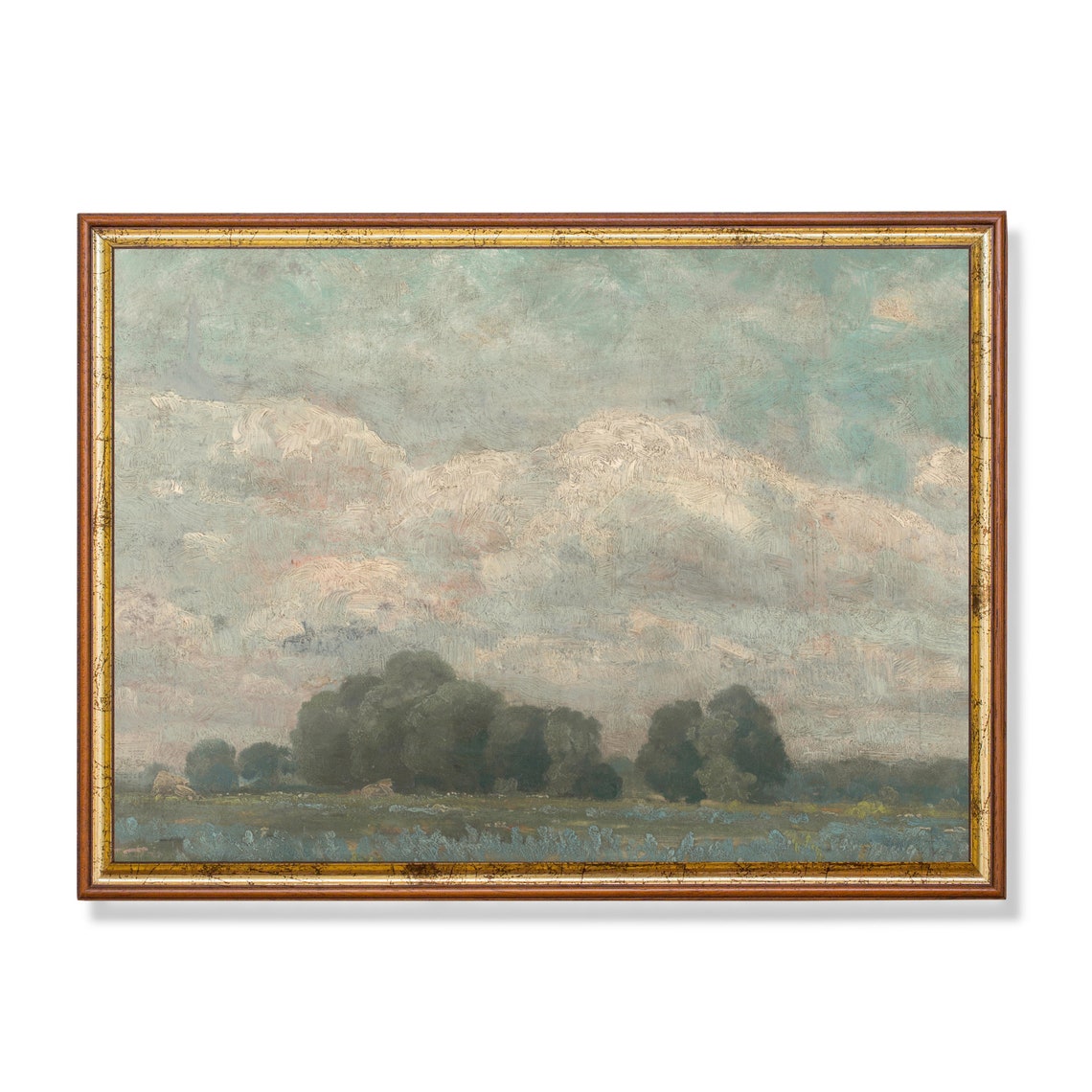 Dark Trees Under a Brooding Tonal Cloud Sky Landscape Poster
