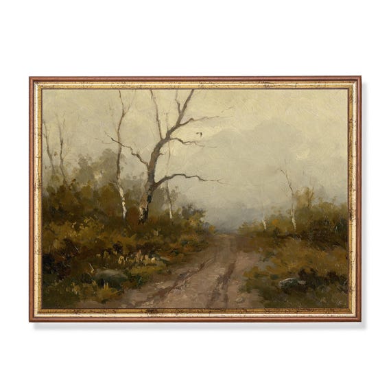 Printed And Shipped Vintage Autumn Painting Antique Fall Landscape Rustic Moody Print Country Scenery Fine Art Physical Prints