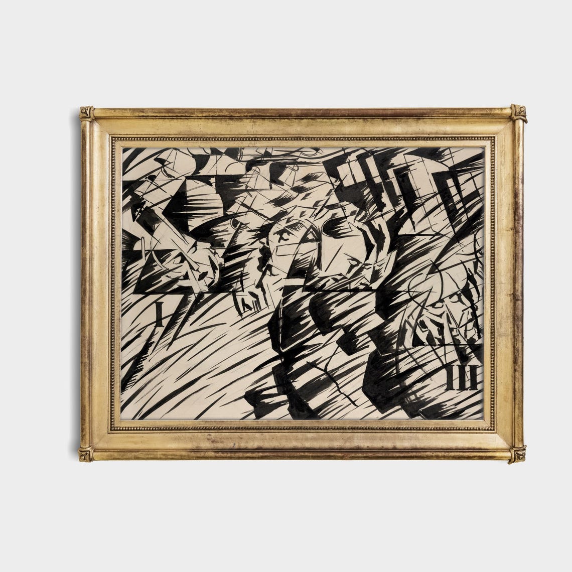 Black Ink Cubist Faces Bold Futurist Abstract Drawing Art Poster - Image 4