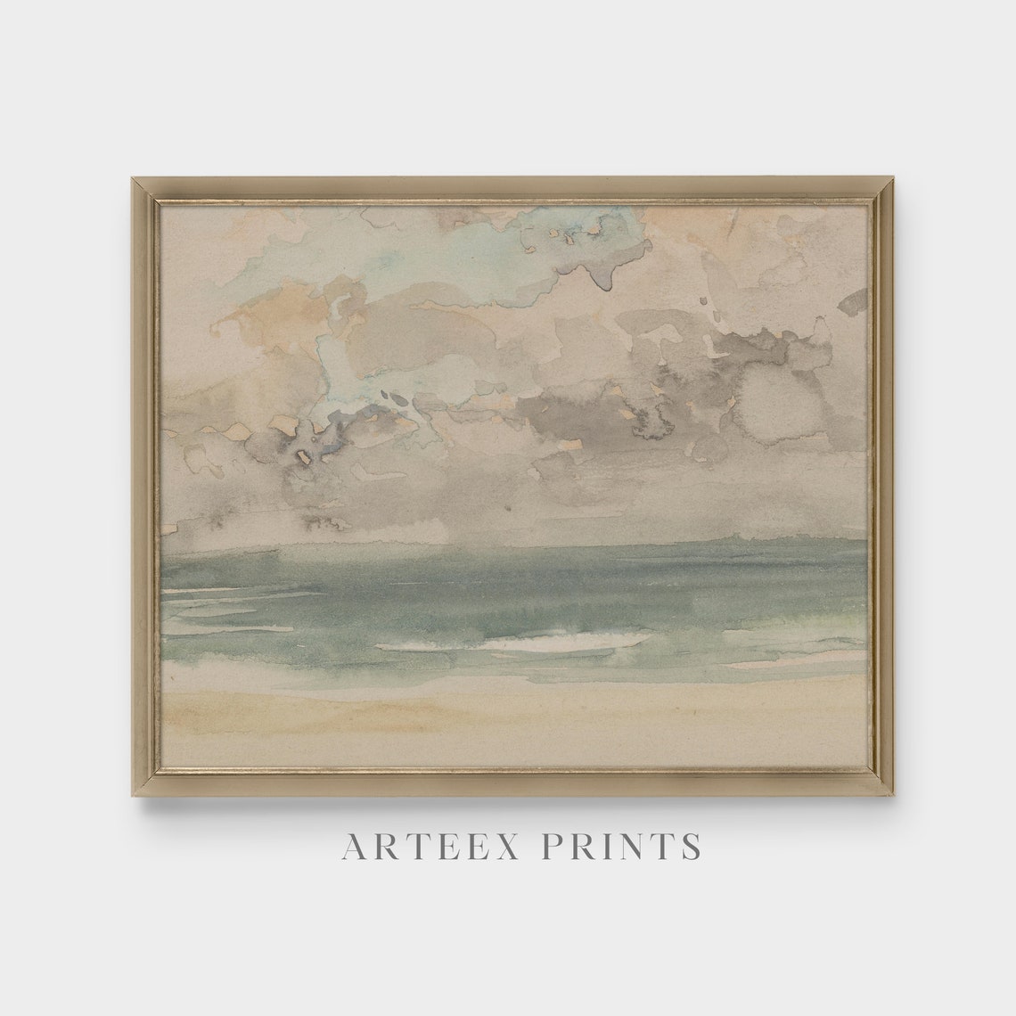Soft Pastel Watercolor Beach Seascape Study Minimal Art Poster - Image 4