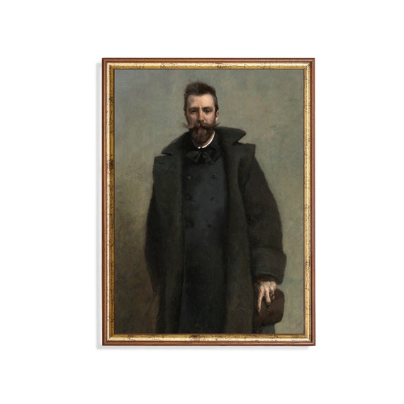 Print And Ship Vintage Man Portrait Painting Antique Gentleman Oil Painting Print Moody Rustic Art Mailed Print Fine Art