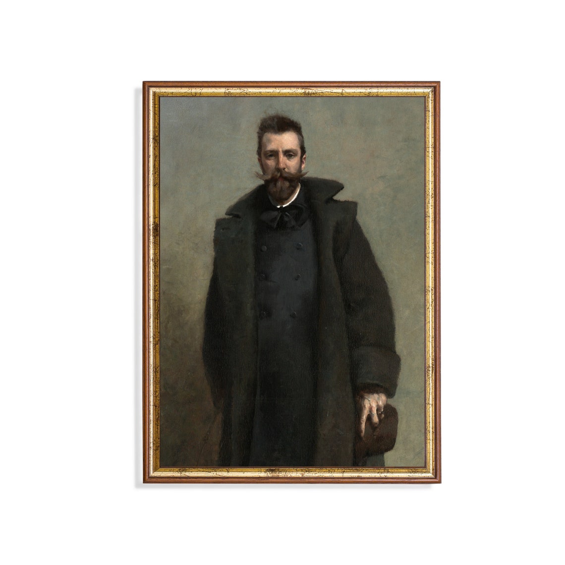 Moody Victorian Gentleman Portrait in a Dark Overcoat Wall Art
