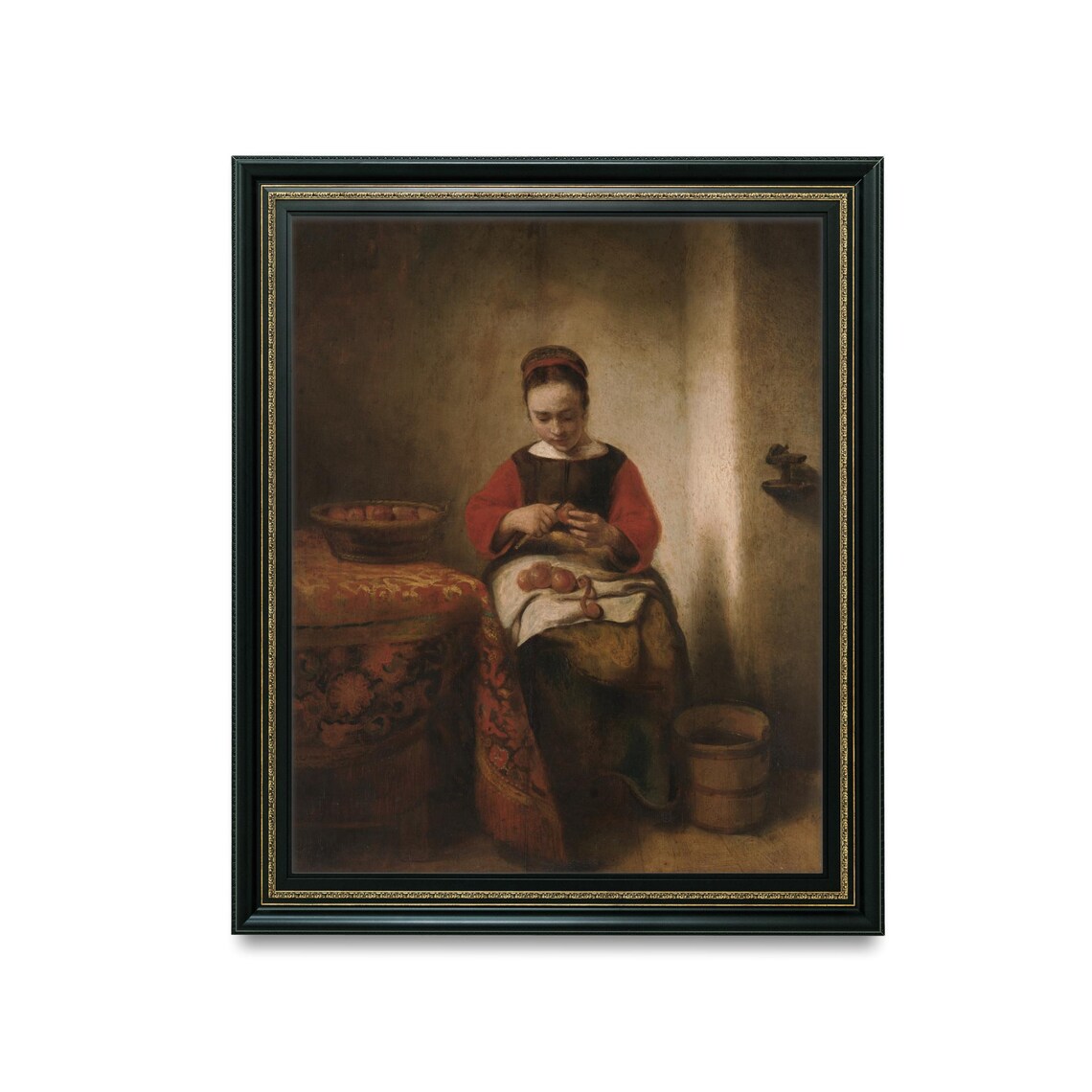 Nicolaes Maes Young Woman Peeling Apples 1655 Dutch Baroque Poster - Image 5