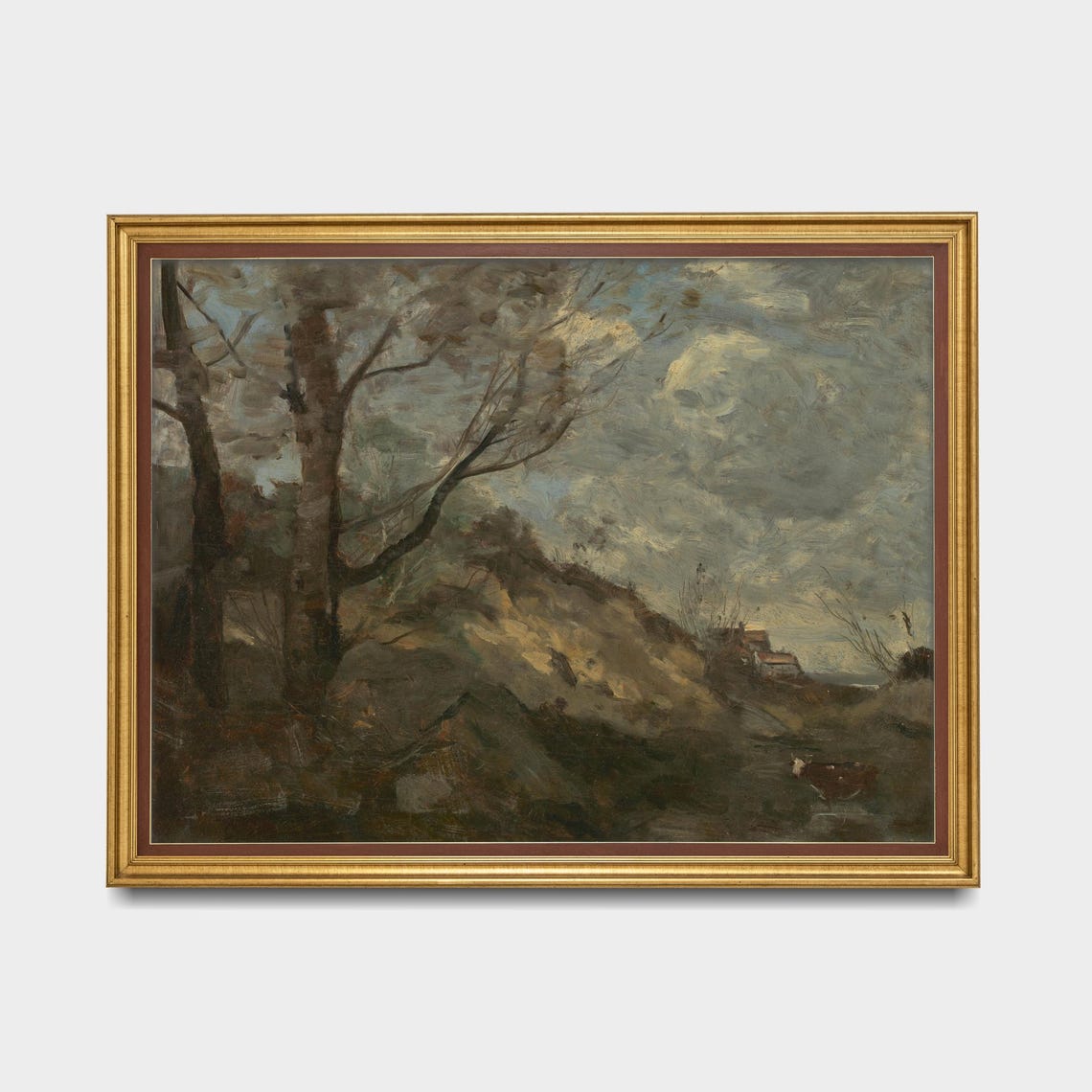 Windswept Dunes and Trees Under a Moody Coastal Sky Landscape Poster - Image 5