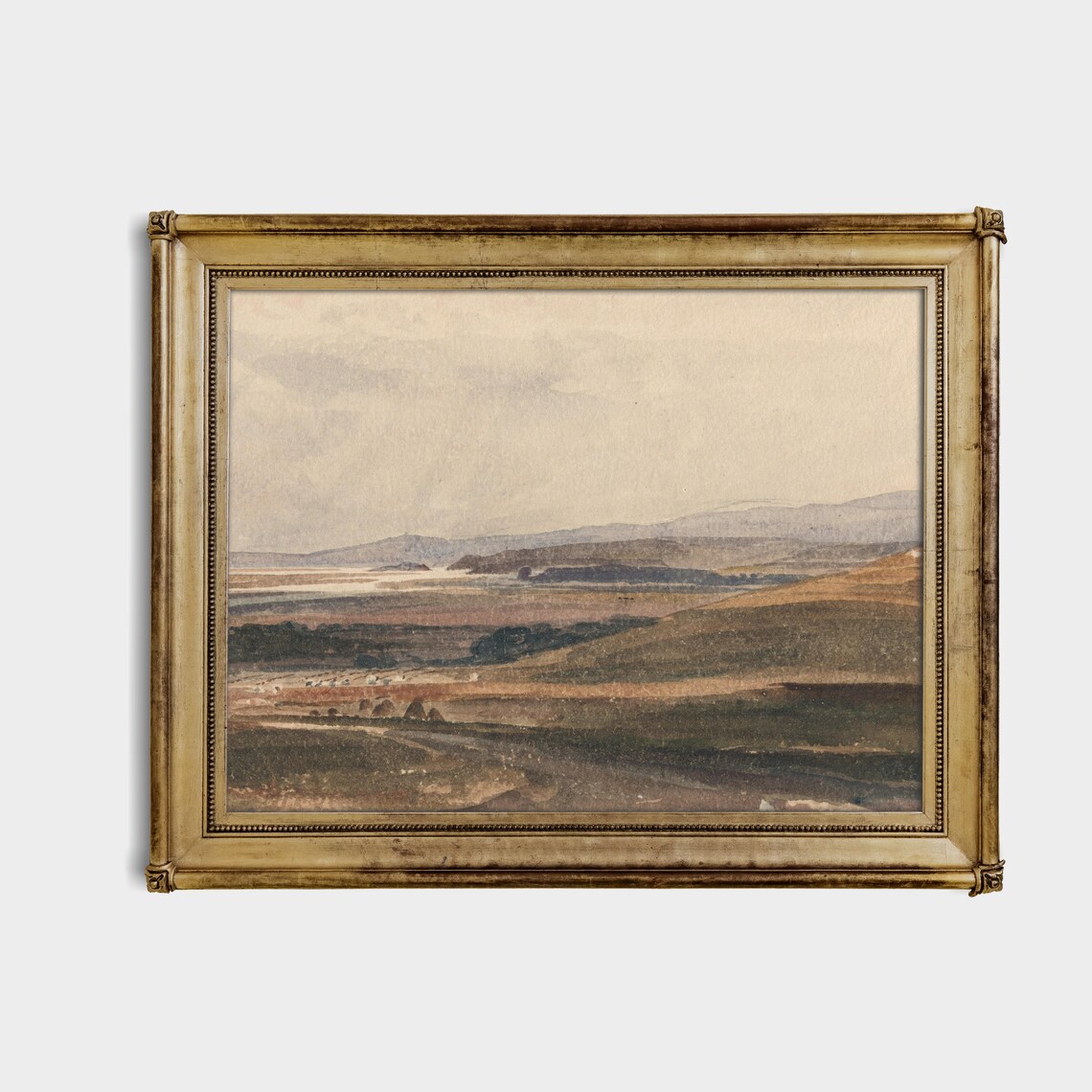Rolling Moorland Hills Watercolor Antique Landscape Painting Poster - Image 3