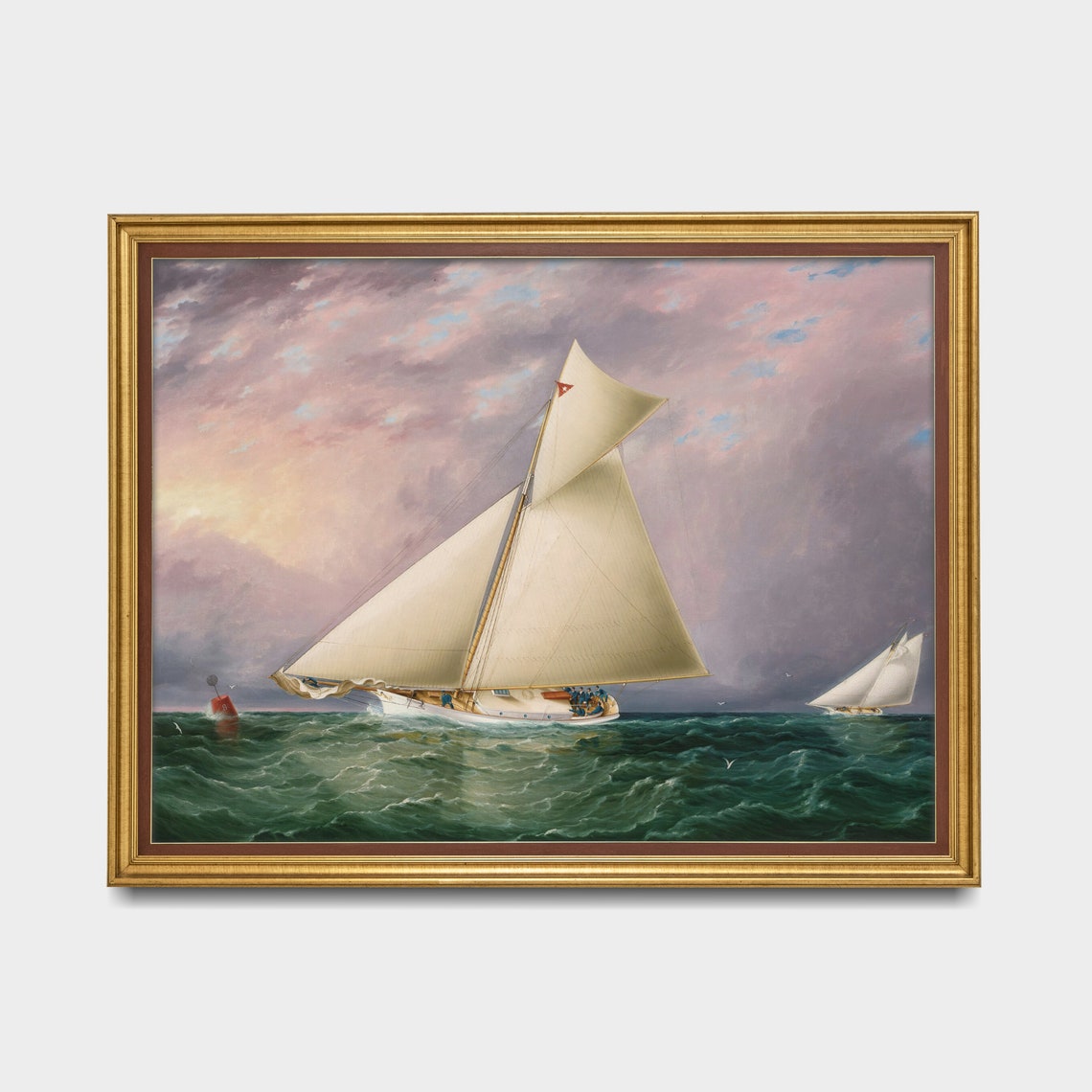 Racing Sailing Yachts On Choppy Waters Vintage Marine Poster - Image 5