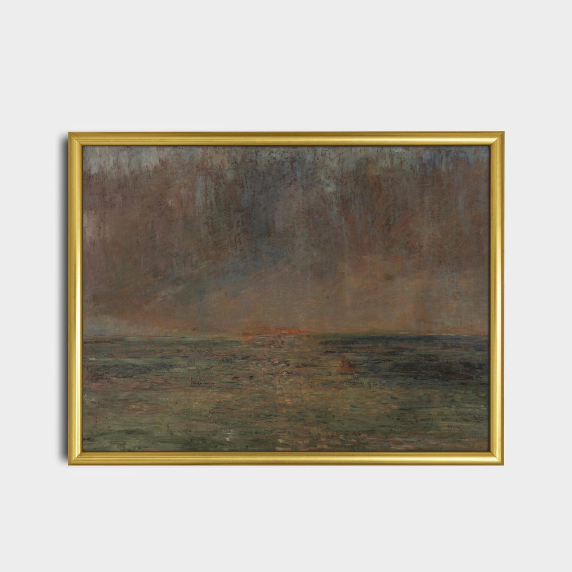 Stormy Seascape at Sunset over Dark Waters Vintage Art Poster - Image 2