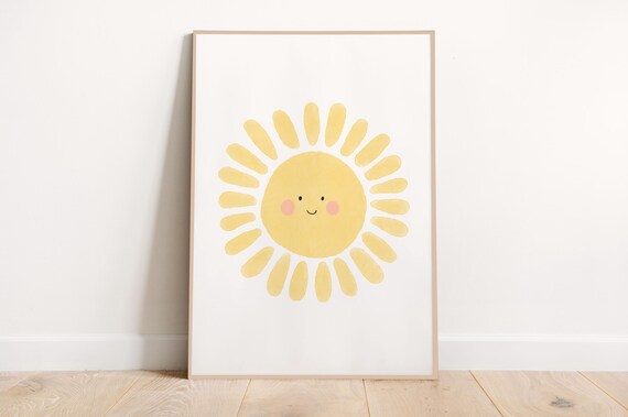 Happy Smiling Sunny Sunshine Face Kids Nursery Room Wall Poster