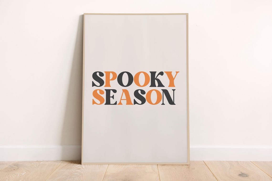 Spooky Season Black Orange Halloween Typography Decor Wall Poster
