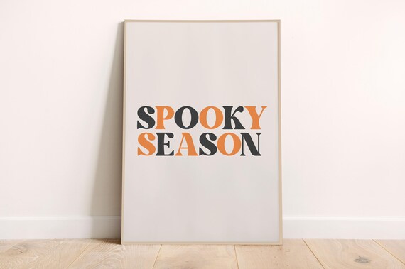 Spooky Season Halloween Wall Art Print Fun Black And Orange Fall Decor Trick Or Treat Prints Haunted House Sign Seasonal Gallery