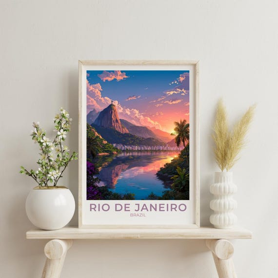 Rio De Janeiro Travel Art Brazil Poster Print Wall Decor Gift For Vintage Style Scenic