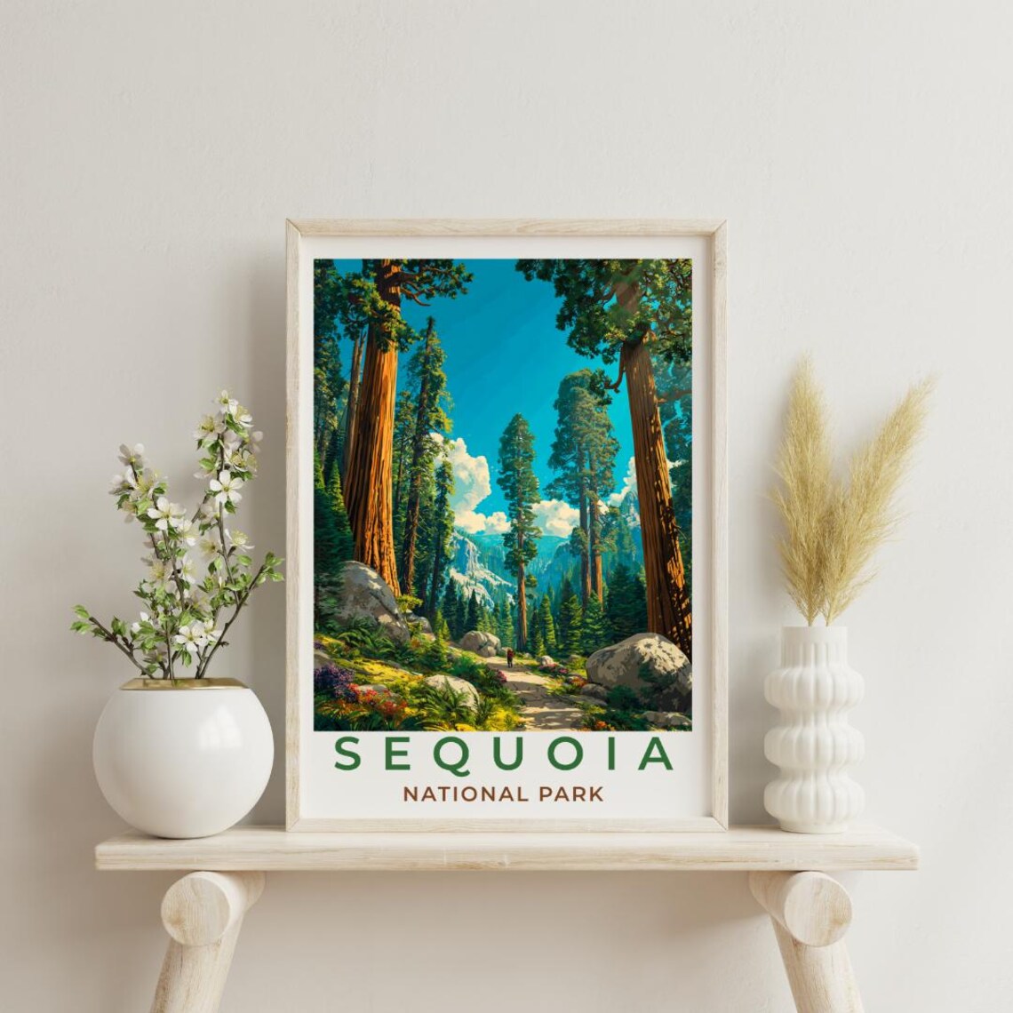Sequoia National Park Vintage Travel Poster Giant Redwood Forest