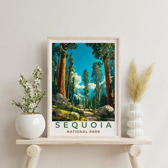 Sequoia National Park Vintage Travel Poster Giant Redwood Forest