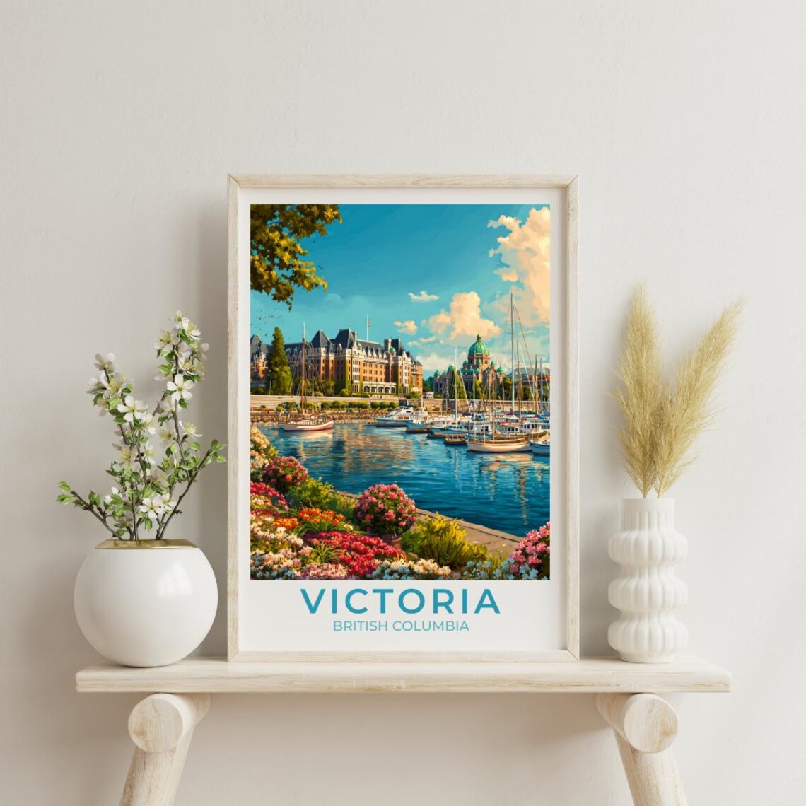 Victoria BC Vintage Travel Poster, Scenic Art Print