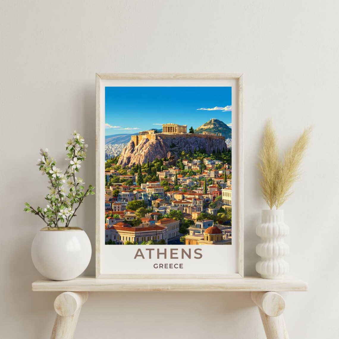 Athens Vintage Travel Poster, Greece Wall Art Print