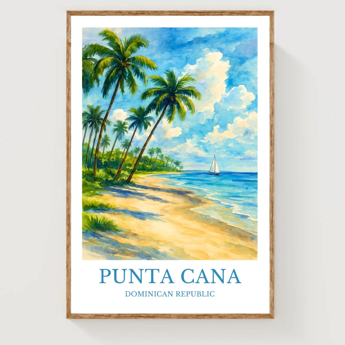 Punta Cana Dominican Republic Palm Beach Watercolor Travel Poster