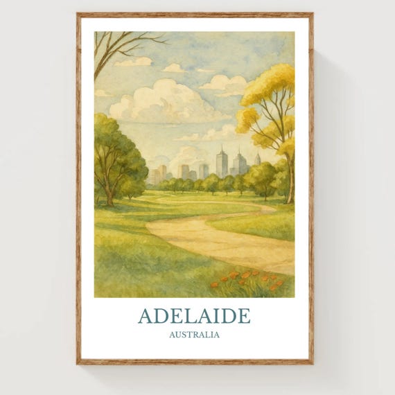 Adelaide Watercolor Design Poster Australia Print Wall Art