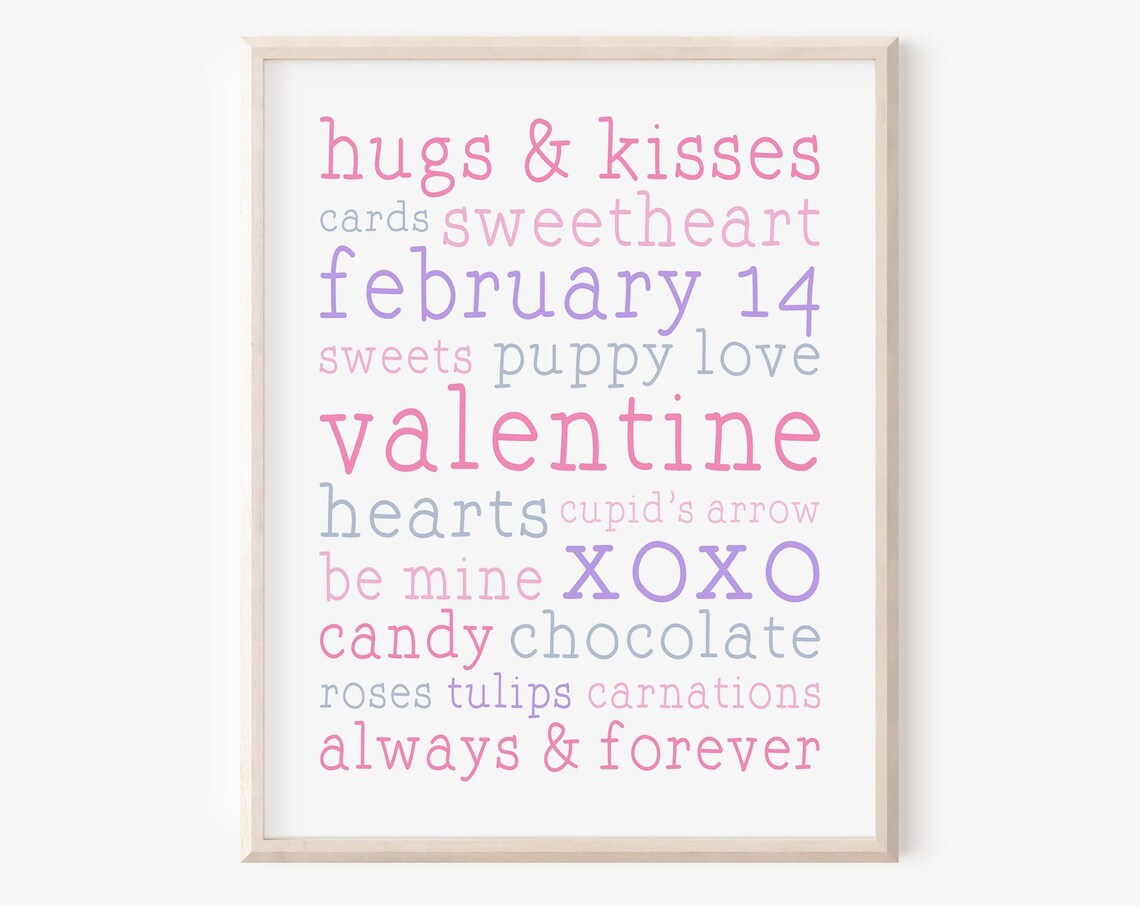 Valentine's Day Words Typography Art Print