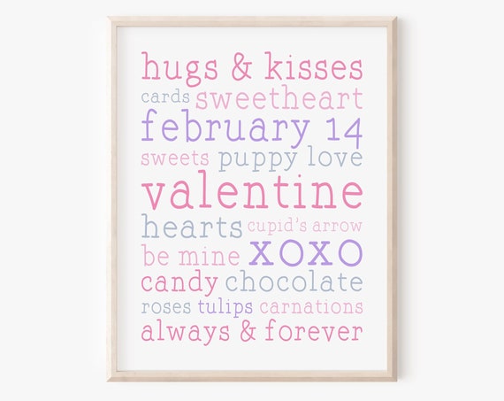 Valentine's Day Words Typography Art Print
