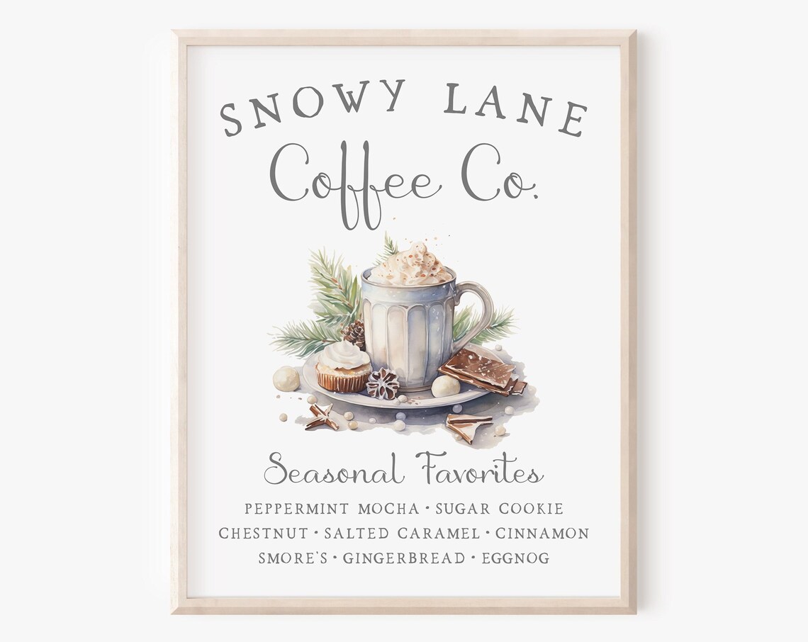 Winter Coffee Shop Cozy Christmas Art Print