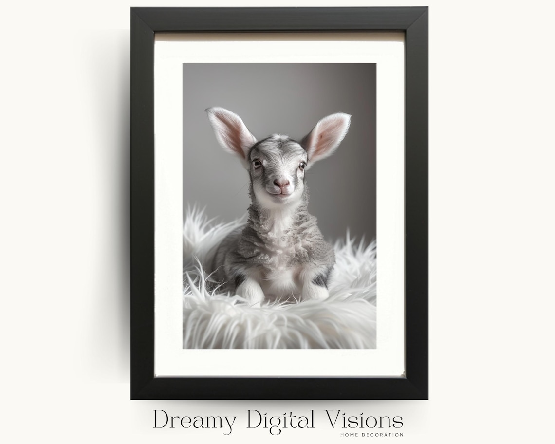 Baby Lamb, Minimalist Nursery Wall Decor