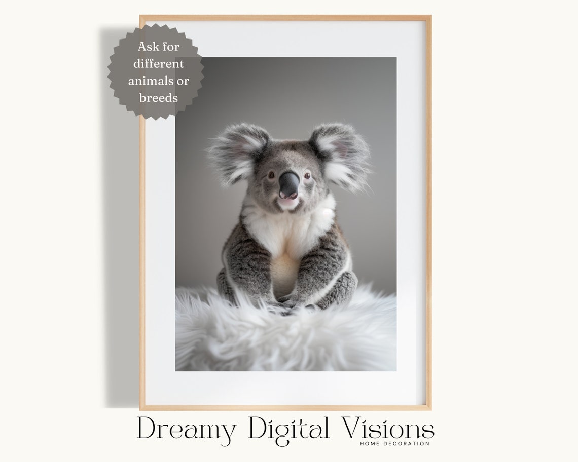 Baby Koala Nursery Art Soft Neutral Cute Animal Wall Poster For Kids