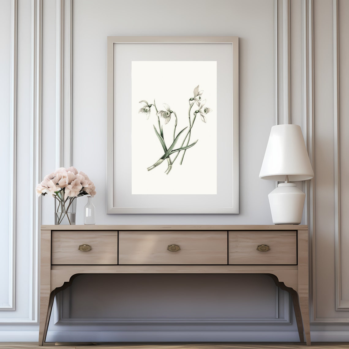 Vintage Snowdrop Botanical Sketch Antique Flower Illustration Poster - Image 3