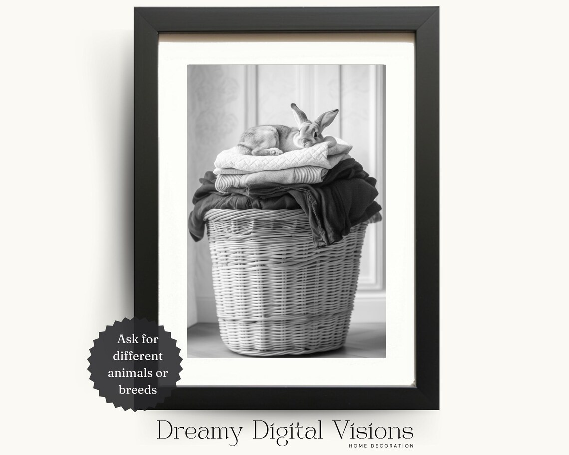 Adorable Bunny Rabbit In Laundry Basket Art Print