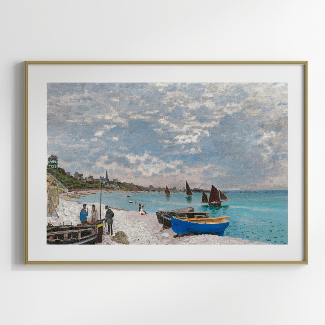 Monet Sainte Adresse Beach with Colorful Fishing Boats Impressionist Poster - Image 2
