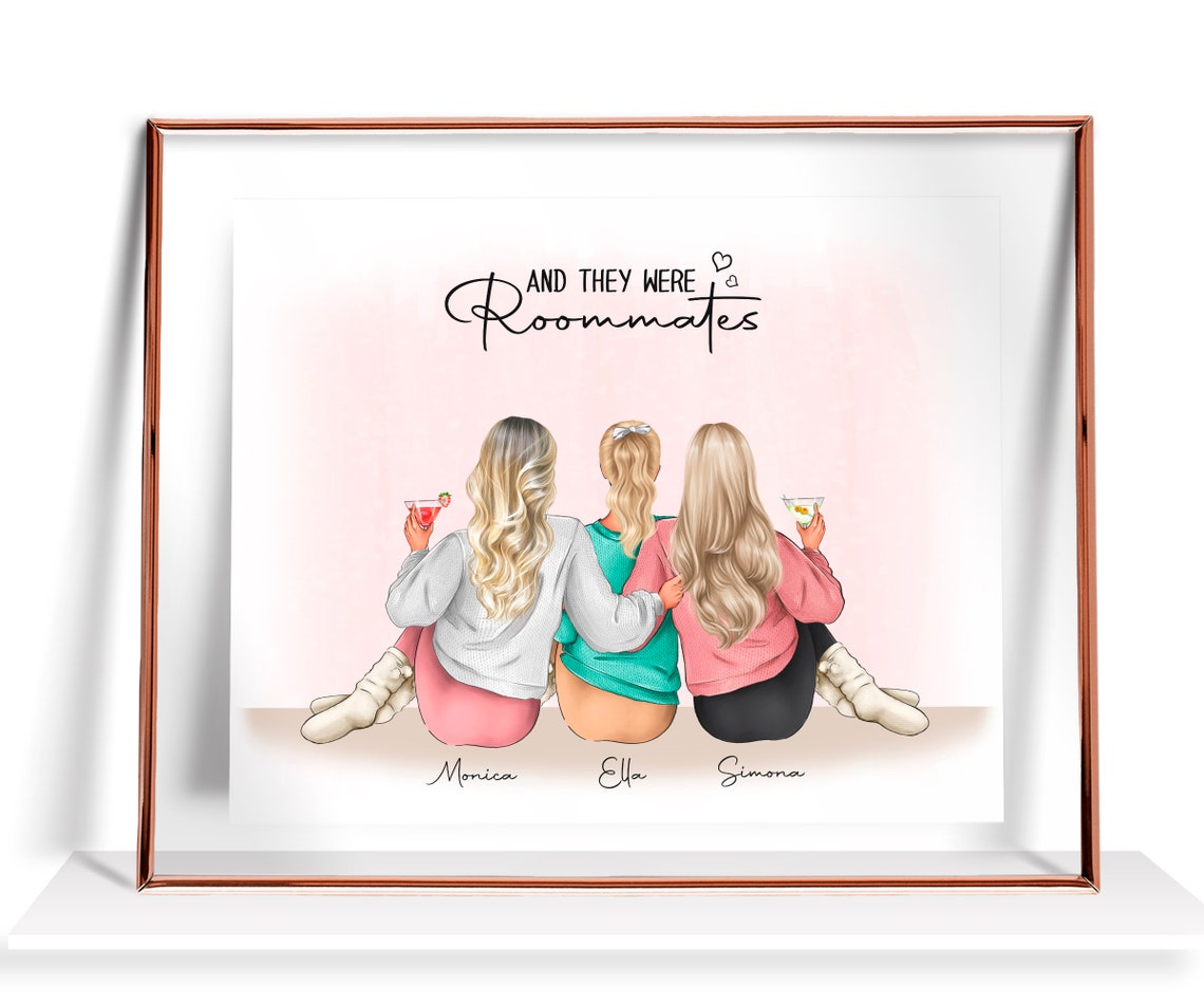 And They Were Roommates Three Friends Cocktail Night Gift Poster